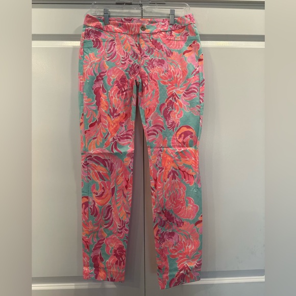 NWT Lilly Pulitzer KELLY Skinny Ankle Pant Poolside Blue Love Birds SIZE 6
